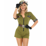 Nais-stjuuardess cos lennu lavakost&uuml;&uuml;m halloween Ameerika naispiloodi kost&uuml;&uuml;m peo esinemiskost&uuml;&uuml;m M rohuroheline v&auml;rv