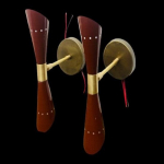 1950. aastate keskpaiga messingist Itaalia Diabolo pruun seinalamp, 2 pirnipaariga seinavalgusti