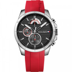 Tommy Hilfiger Decker Must sihverpunane silikoon/kummirihm Meeste kvartsikell 1791351 must