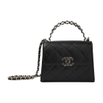 Chanel 23P Kelly kott Must teraline veisenahk Perforeeritud k&auml;epide Kuldne kett Klapp Risti keha k&auml;ekott Naiste kott Shopping Bag Set(Basic Set+Shopping Bag) must