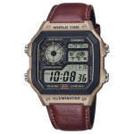 Casio Standard Series 100M Veekindel Kvartsliikumine Nahkrihmaga K&auml;ekell Meeste kellad Hall AE-1200WHL-5AV Regular Watch Box,Gray Dial