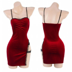 Ada Wong Varrukateta Cheongsam Resident Evil 4 Remake Cosplay Kost&uuml;&uuml;m Seksikas L&otilde;hikuga Punane Pikk Kleit Aida Wang Mini Skirt M
