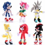 Sonic the Hedgehog ja S&otilde;brad 6-osaline pehmetest m&auml;nguasjadest komplekt, 28 cm, Sonic ja S&otilde;brad Kollektsioon Kingitus