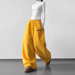 2026 S&uuml;gis/Talv Naiste Retro Tikitud Laiade S&auml;&auml;ristega Spordip&uuml;ksid Yellow Extended black