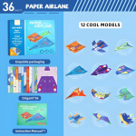 10/36/37 tk Laste loomingulised origami paberlennukid Voldi DIY Vanem-laps T&auml;isv&auml;rviline k&auml;sit&ouml;&ouml;m&auml;nguasi Lennuk Haridusm&auml;nguasi blue
