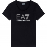Emporio Armani EA7 Veniv Kootud &Uuml;mmarguse Kaelusega L&uuml;hikeste Varrukatega Mikrostudide Logoga T-s&auml;rk Naiste topid 7W000536-AF10373-MC001 XS
