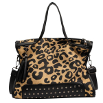 Leoparditr&uuml;kiga kott Naiste Suure Mahutavusega T&ouml;&ouml;le Kaasaskantav K&auml;ekott Tuttidega &Otilde;la- v&otilde;i Crossbody Kott must