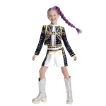 [K-POP Hunteri stiilis t&uuml;drukuteb&auml;ndi esinemisriided Zoe Mira Must Kuldne Lumi Lavariided Lastele Korea Laine Tants Cosplay] kids' size 140cm black