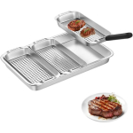 5 tk Grillikorvi v&auml;ligrilli jaoks, Tugevast roostevabast terasest k&ouml;&ouml;giviljade grillpannid, Serveerimisalus BBQ serveerimisalused aukudega grillkala jaoks Z