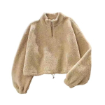 Naiste talvine dressipluus n&ouml;&ouml;riga all&auml;&auml;re, poolk&otilde;rge krae, paks fliis, lukuga, kaitserolliga, l&uuml;hike mudel, pikad varrukad, soojapidav pealmine osa 2XL khaki