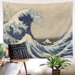 LB Jaapani Seinava Kanagawa Suur Laine Seinale Riputatav Fuji ja Mere Seinava Plakat Elutuppa Magamistuppa &Uuml;hiselamusse Seinakate, 59x39 tolli 130X150CM gray