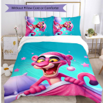 Roosa Pantri Prinditud 3-osaline Voodipesukomplekt Pehme Hingav Tekikott Padjap&uuml;&uuml;rid Komplekt Pestav Magamistoa Dekoratsioon Kodu Kingitus 180cm*210cm