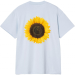 Carhartt WIP Lahtise l&otilde;ikega kirjatr&uuml;ki ja p&auml;evalille graafikuga &uuml;mmarguse kaelusega t-s&auml;rk meeste &uuml;laosad Hele-sinine I034661-2P5-XX M