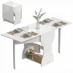 S&ouml;&ouml;gilaud Kokkupandav k&ouml;&ouml;gilaud hoiuruumiga 2-4 inimesele Kokkupandav laud v&auml;ikestesse ruumidesse S&ouml;&ouml;gitoa jaoks 160 x 60 x 75 cm Valge 160 x 60 x 75 cm valge