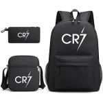 Jalgpallit&auml;hega &Uuml;mbritsetud Noorte Seljakott Laste &Otilde;pilase Koolikott 3-osaline Komplekt Meestele ja Naistele Cristiano ronaldo backpack black