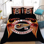 H-Hells logo A-Angels Voodipesukomplekt 3D Prindiga Tekikottide Komplekt King Queen Twin Suurused T&auml;iskasvanutele Mootorrattahuvilistele Kodu 140x200cm
