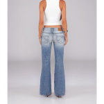 Naiste Keskmise K&otilde;rgusega L&otilde;dva L&otilde;ikega Kottis Teksap&uuml;ksid Pesusinise Denim P&uuml;ksid Vintage T&auml;navastiil S gray