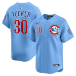 Chicago Cubs MLB Tikitud Pesapallis&auml;rk Unisex Spordis&auml;rk Valge triibuline Suurus 30 S Kuni XXXL No.30 Navy Blue-XXXL