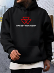 Punane kapuutsikas MASSEY FERGUSON tr&uuml;kiga - Hubane fliisvoodriga pullover S black