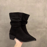Vintage Terava Ninaga Naiste Pahkluusaapad Moodsad Elegantsed Pehmed Suede Kingad S&uuml;gis Talv Madala Kontsaga Naiste L&uuml;hikesed Saapad D423 39