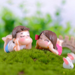 2 tk Cute Lovers Boy Girl lamab ees miniatuurse aia bonsai nukumaja sisekujundusega