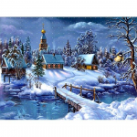 Teemantmaaling Maastik Lumi &Ouml;&ouml;mustrid Rhinestone Diamond Mosaiic Kits 20*30 cm