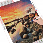 Teemanttikandid T&auml;is&uuml;mmargune mere&auml;&auml;rne teemantmaal 5D maastikupilt Rhinestone teemant 20X30