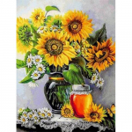 Teemantmosaiigist lillek&auml;sit&ouml;&ouml; t&auml;is &uuml;mmargune kivikivikomplekt Teemantmaaling Ristpistes p&auml;evalillega kodukaunistus 30*40 cm full round