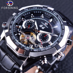 FORSINING meeste mehaanilised automaatsed Tourbillon spordi k&auml;ekellad terasest luksuslik vabaajakell 205mm*24mm*46mm valge