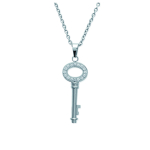 Les Tr&eacute;sors De Lily [I9100] - Collier acier 'Cl&eacute; des Possibles' blanc argent&eacute; - 40x15 mm h&otilde;be