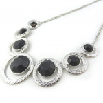 Les Tr&eacute;sors De Lily [N1117] - Collier cr&eacute;ateur 'Sissi' noir argent&eacute; must