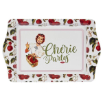 Les Tr&eacute;sors De Lily [Q6938] - Plateau m&eacute;tal 'French Vintage' (Ch&eacute;rie Party) - 25x16 cm punane