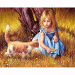 5D teemantmaal Portree T&uuml;druku ja kassipoeg Teemanttikandid Ristpistes T&auml;is&uuml;mmargune teemantmosaiik 20X30CM