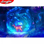 DINGPU 5D teemantmaal, ristpistes ploomi&otilde;is t&auml;is&uuml;mmargune tikandid maastiku mosaiikkaunistus koduks 20X30CM