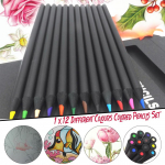 12 tk/komplekt V&auml;&auml;rtuslik v&auml;rvipliiats Armas Kawaii kooli must puidust pliiats
