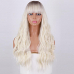 MERISIHAIR Ombre s&uuml;nteetiline parukas tukkidega Pikk laineline parukas valgetele naistele Plaatinablond naiste parukas