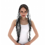 Naiste pitsist sall kiriku tuti jaoks Kolmnurk sall l&auml;bipaistev lilleline sall kiriku palver&auml;tik Hispaania mantilla pits Bufanda Mujer must