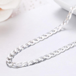 45-80cm 925 Sterling h&otilde;bedane &auml;&auml;rekivi keti l&uuml;li kaelakee naistele meestele ehted kaelarihmad Kolye Collier 4 mm ketting kaelarihmad Hiphop 45cm