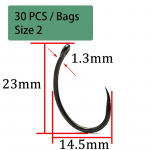 30 TK PTFE-ga kaetud karpkala p&uuml;&uuml;gikonks, s&uuml;sinikterasest laia vahega konks Meetod Feeder karpkala p&uuml;&uuml;gikonks karpkala tarvikute jaoks