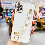 Plating Love Heart k&auml;ev&otilde;ru kett&uuml;mbris Xiaomi Redmi Note 10 11 12 9 9A 9C 9T 12T 11T 11 Lite Poco X4 X5/Samsung S23 S22 S21 A13 A23 A33 A54 A52 jaoks iphone 7 8 valge