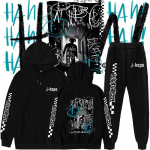 Talvine kapuuts 2-osaline komplekt Jhope'i album Jack in the Box kapuuts &Uuml;ldriiete komplektid T&auml;naval t&ouml;&ouml;lk&auml;imiseks vabaajariided Dressipuus Moekas &uuml;likond S must