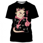 Mehed, naised, samuraid, multifilmid, loomad, 3D-printimisega s&auml;rgid, igap&auml;evased naljakad harajuku stiilis lahedad l&uuml;hikeste varrukatega t&auml;navar&otilde;ivaste T-s&auml;rk XL