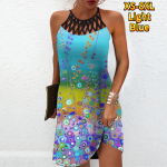 Suvine mood Seksikas varrukateta kleit Pehme vabaaja 3D-v&auml;rviline ringikujuline kleit, varrukateta kleit, suvine ripatsiga kleit XS roosa