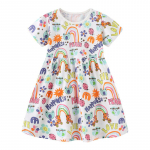 Suvine t&uuml;drukute kleit puuvillane multifilm Printsessi kleit Moodne lastes&auml;rk 90 valge