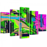 Viieosalise pildiga l&otilde;uenditr&uuml;kk Abstract Landscape 100x70 mitmev&auml;rviline