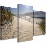 Kolmeosalise pildiga l&otilde;uenditr&uuml;kk Beach Sea Dunes Nature 60x40 sinine