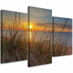 Kolmeosalise pildil&otilde;uendi printimine Sea Beach Grass Sunset 60x40 oranž