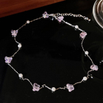 V&auml;rviline liblikas kuubikukujuline tsirkoonist ripats kaelakee temperatuuriga luksuslik naiste t&uuml;drukute tsirkoonist rangluu kett Romantilised ehted aksessuaarid kingitused 1