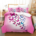3D Butterfly voodipesu tekk ja padjap&uuml;&uuml;r &Uuml;he-/kaheinimesevoodi t&auml;issuuruses Pehme ja mugav voodipesu kaunistus Baby 100x135cm
