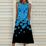 Suvine mood Seksikas varrukateta kleit Pehme vabaaja 3D-kukkuvate lilledega kleit Varrukateta kleit Suvine ripatsiga kleit 7XL sinine